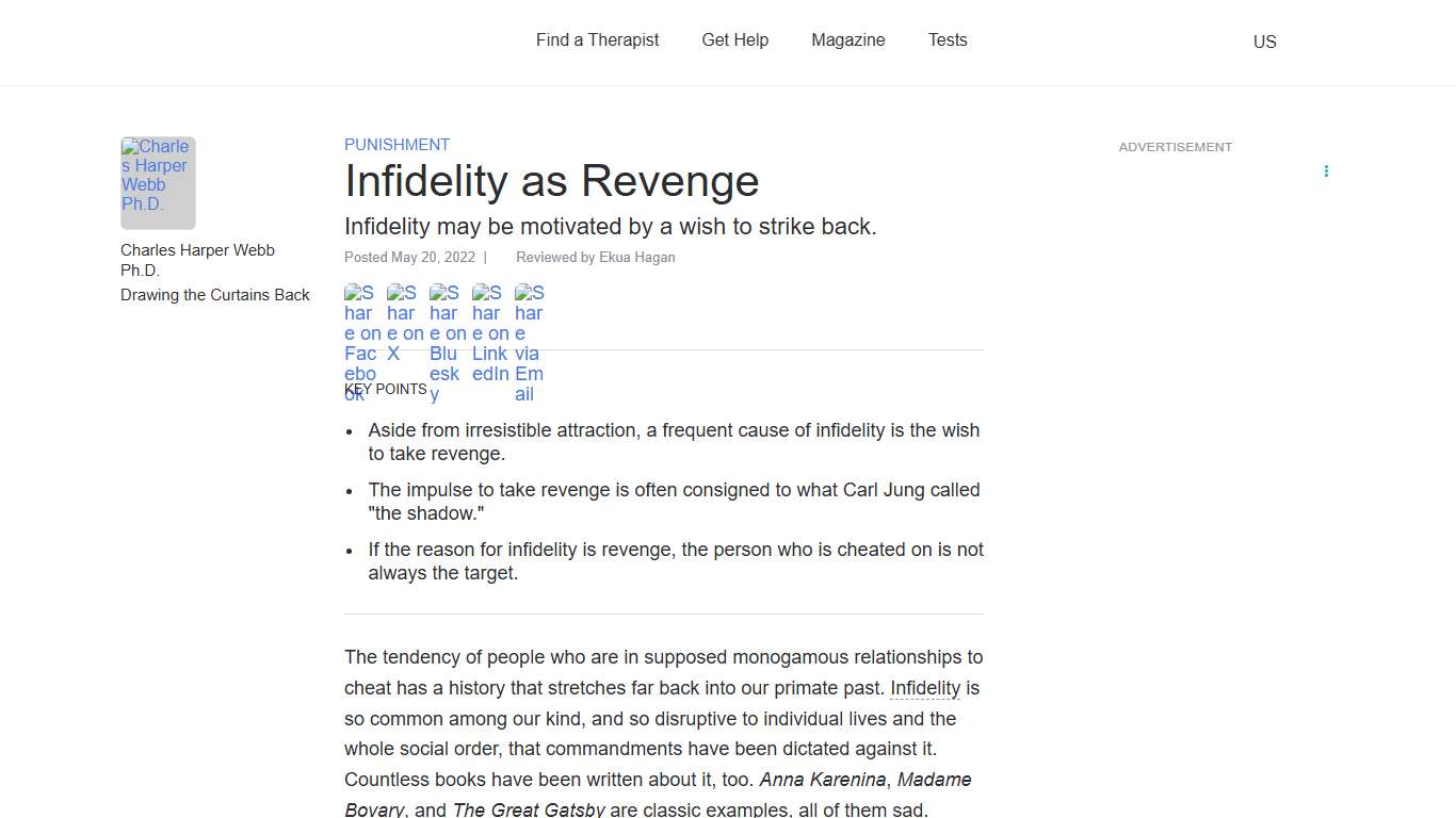 Infidelity as Revenge | Psychology Today