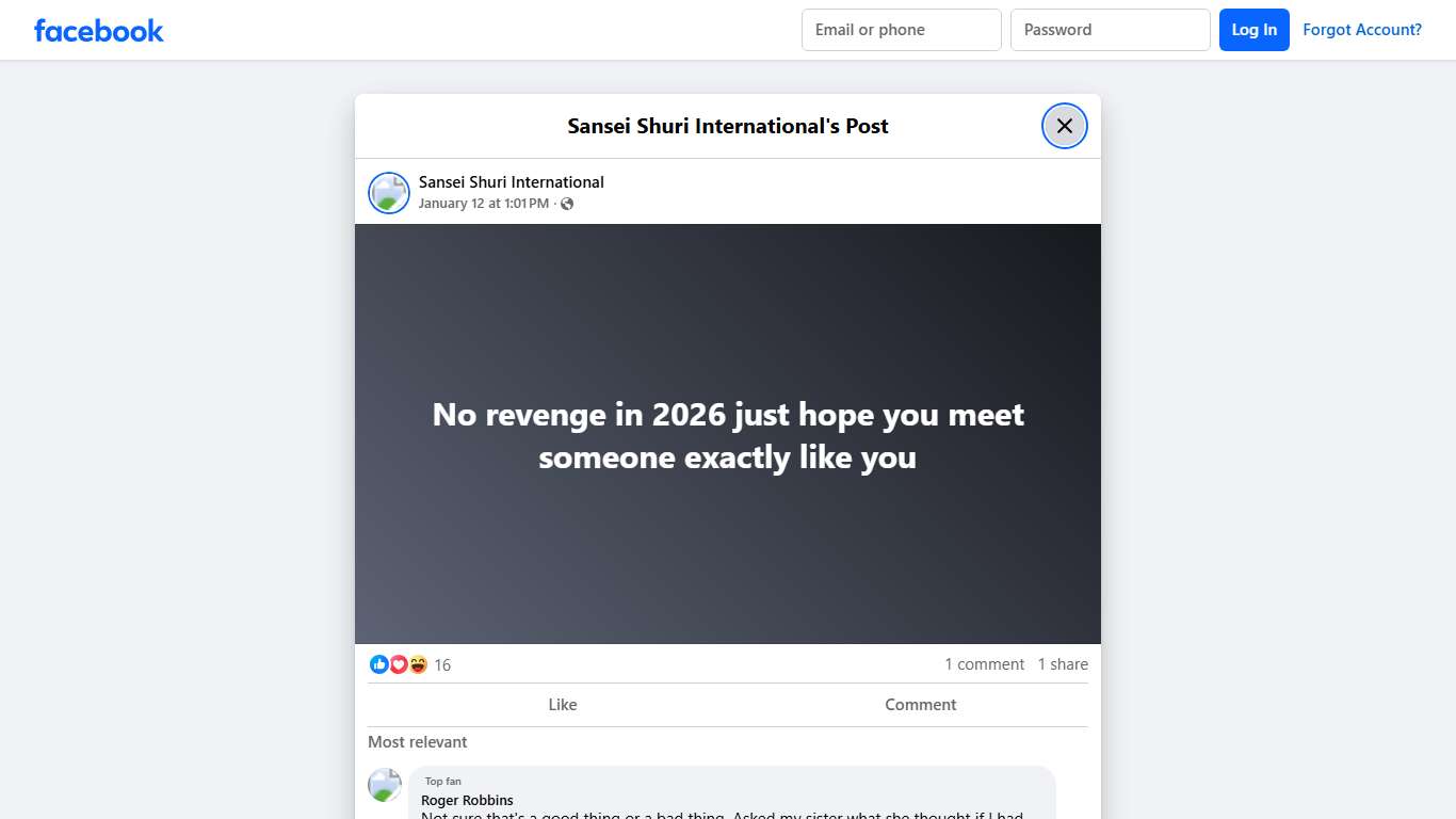 No revenge in 2026 just hope... - Sansei Shuri International | Facebook